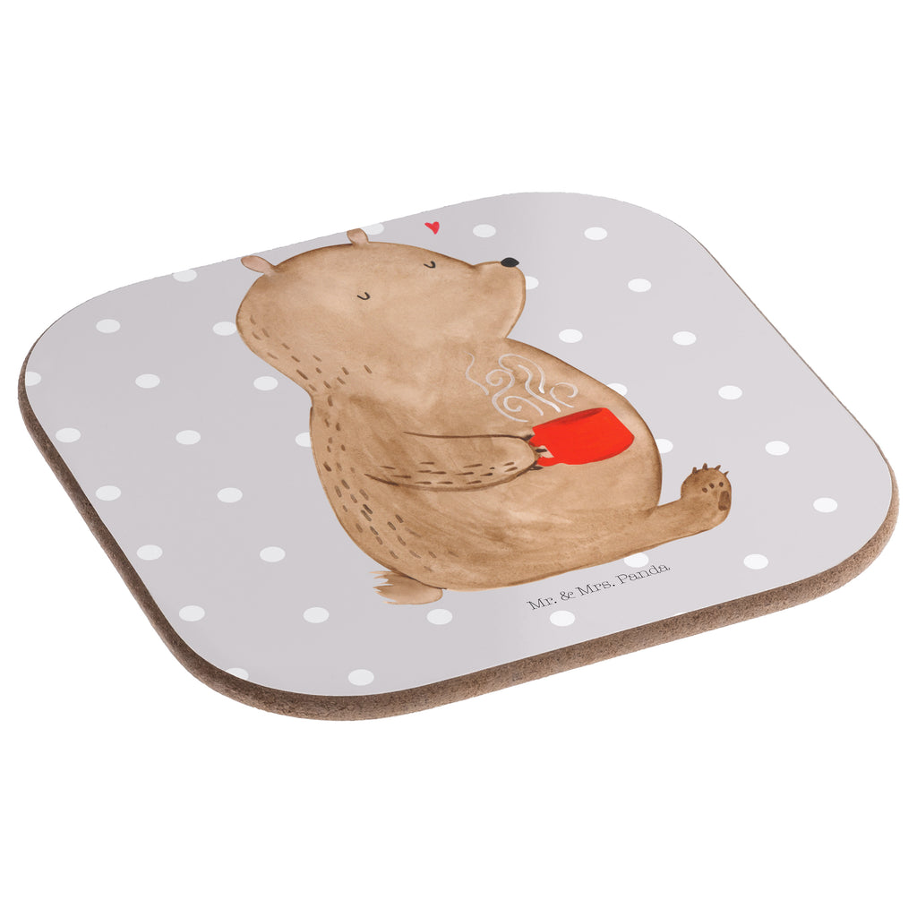 Quadratische Untersetzer Bär Kaffee Bierdeckel, Glasuntersetzer, Untersetzer Gläser, Getränkeuntersetzer, Bär, Teddy, Teddybär, Kaffee, Coffee, Bären, guten Morgen, Morgenroutine, Welt erobern, Welt retten, Motivation