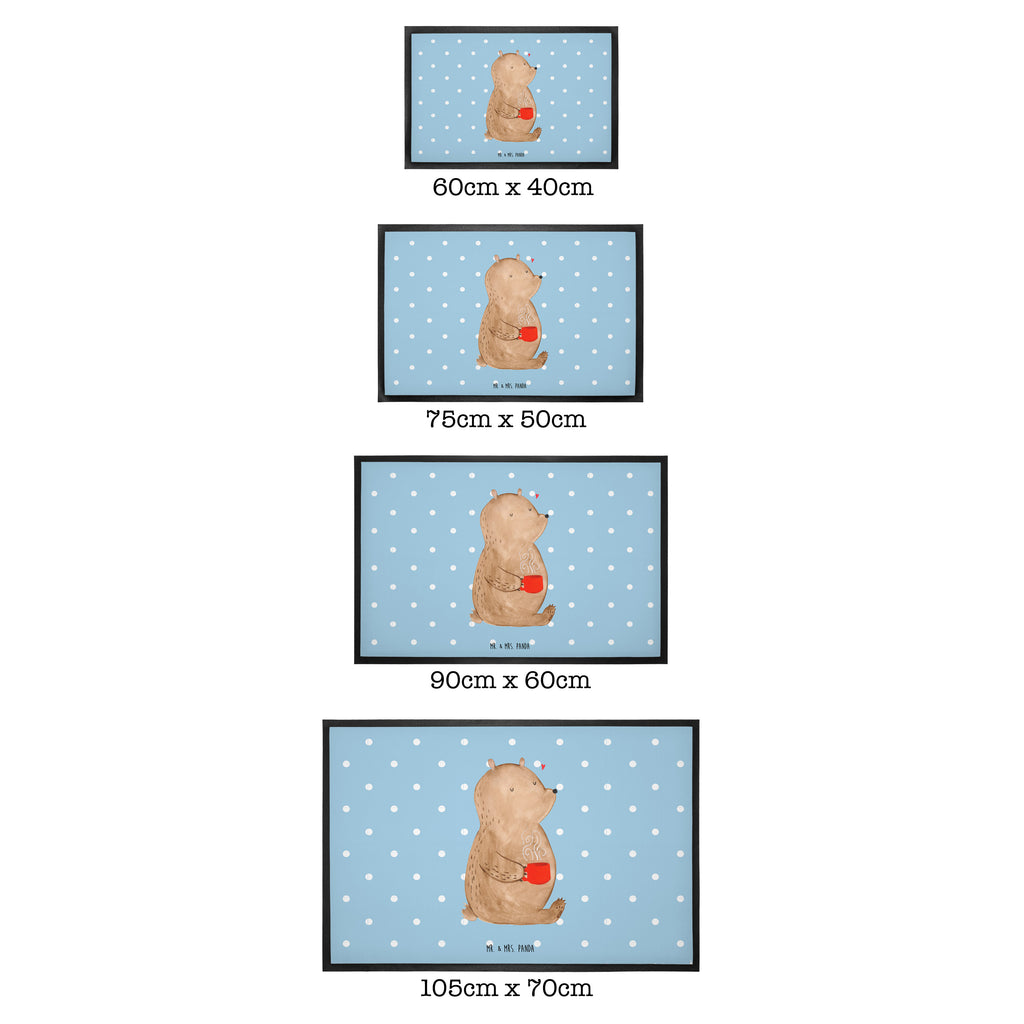 Fußmatte Bär Kaffee Kaffee, Coffee, Bär, Bären, guten Morgen, Morgenroutine, Welt erobern, Welt retten, Motivation	 Türvorleger, Schmutzmatte, Fußabtreter, Matte, Schmutzfänger, Fußabstreifer, Schmutzfangmatte, Türmatte, Motivfußmatte,  Haustürmatte, Vorleger  Bär, Teddy, Teddybär