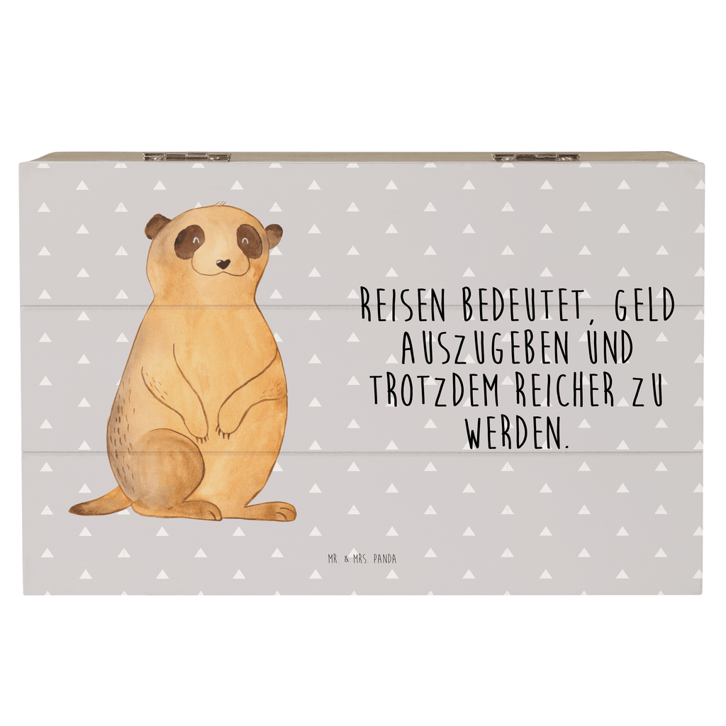 Holzkiste Erdmännchen Holzkiste, Kiste, Schatzkiste, Truhe, Schatulle, XXL, Erinnerungsbox, Erinnerungskiste, Dekokiste, Aufbewahrungsbox, Afrika, Wildtiere, Erdmännchen, Reisen, Spruch, Weltreise, Afrikareise, Roadtrip, Traveling