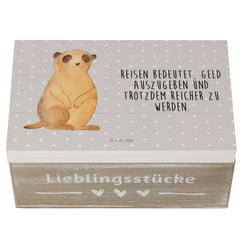 Holzkiste Erdmännchen Holzkiste, Kiste, Schatzkiste, Truhe, Schatulle, XXL, Erinnerungsbox, Erinnerungskiste, Dekokiste, Aufbewahrungsbox, Afrika, Wildtiere, Erdmännchen, Reisen, Spruch, Weltreise, Afrikareise, Roadtrip, Traveling