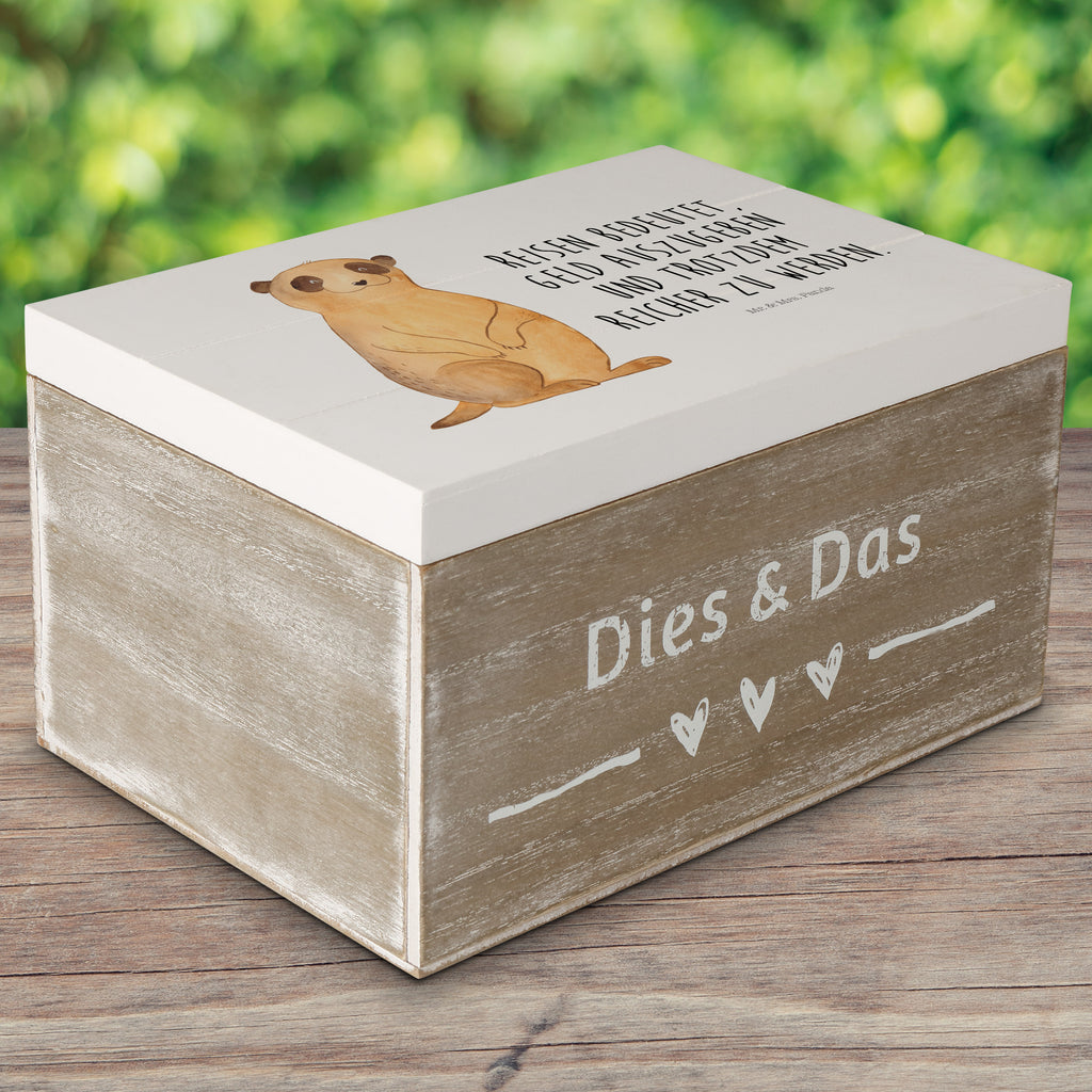 Holzkiste Erdmännchen Holzkiste, Kiste, Schatzkiste, Truhe, Schatulle, XXL, Erinnerungsbox, Erinnerungskiste, Dekokiste, Aufbewahrungsbox, Afrika, Wildtiere, Erdmännchen, Reisen, Spruch, Weltreise, Afrikareise, Roadtrip, Traveling