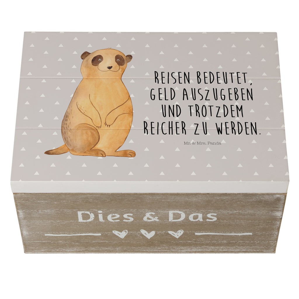 Holzkiste Erdmännchen Holzkiste, Kiste, Schatzkiste, Truhe, Schatulle, XXL, Erinnerungsbox, Erinnerungskiste, Dekokiste, Aufbewahrungsbox, Afrika, Wildtiere, Erdmännchen, Reisen, Spruch, Weltreise, Afrikareise, Roadtrip, Traveling