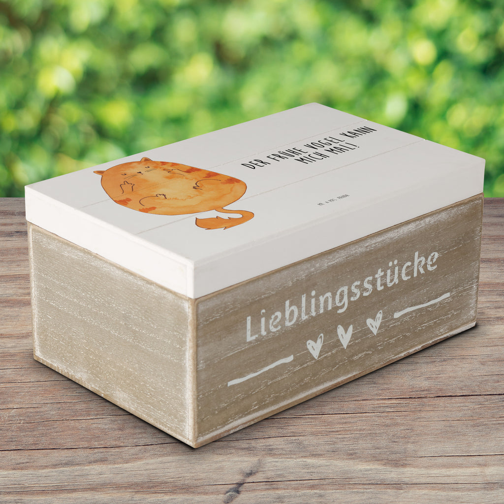 Holzkiste Katze Frühaufsteher Holzkiste, Kiste, Schatzkiste, Truhe, Schatulle, XXL, Erinnerungsbox, Erinnerungskiste, Dekokiste, Aufbewahrungsbox, Katze, Katzenmotiv, Katzenfan, Katzendeko, Katzenfreund, Katzenliebhaber, Katzenprodukte, Katzenartikel, Katzenaccessoires, Katzensouvenirs, Katzenliebhaberprodukte, Katzenmotive, Der frühe Vogel kann mich mal, Morgenmuffel, Frühaufsteher, Kaffee, Katzen, Kater, Mietze