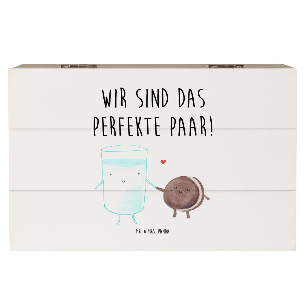 Holzkiste Milch & Keks Holzkiste, Kiste, Schatzkiste, Truhe, Schatulle, XXL, Erinnerungsbox, Erinnerungskiste, Dekokiste, Aufbewahrungsbox, Tiermotive, Gute Laune, lustige Sprüche, Tiere, Milk, Cookie, Milch, Keks, Kekse, Kaffee, Einladung Frühstück, Motiv süß, romantisch, perfektes Paar
