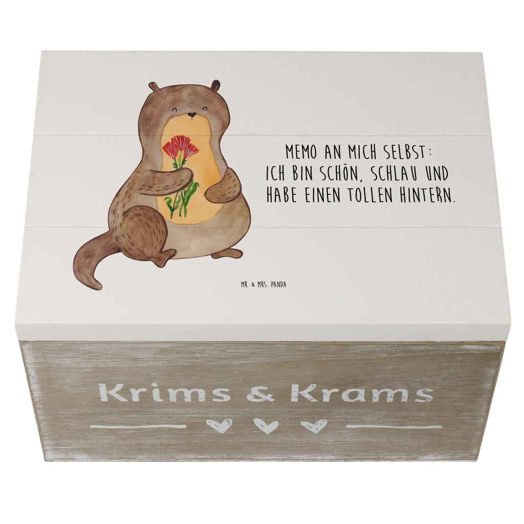 Holzkiste Otter Blumenstrauß Holzkiste, Kiste, Schatzkiste, Truhe, Schatulle, XXL, Erinnerungsbox, Erinnerungskiste, Dekokiste, Aufbewahrungsbox, Otter, Fischotter, Seeotter, Otter Seeotter See Otter