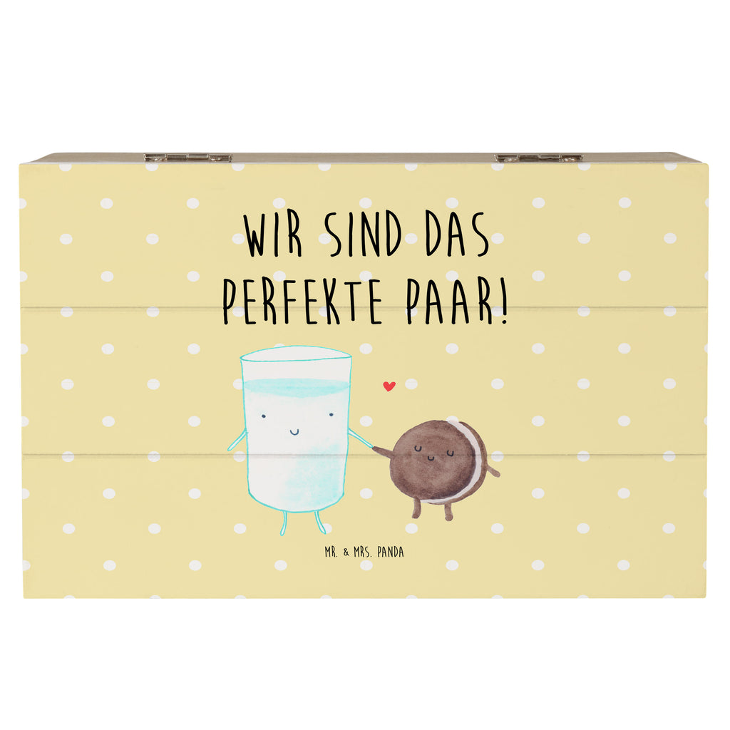 Holzkiste Milch & Keks Holzkiste, Kiste, Schatzkiste, Truhe, Schatulle, XXL, Erinnerungsbox, Erinnerungskiste, Dekokiste, Aufbewahrungsbox, Tiermotive, Gute Laune, lustige Sprüche, Tiere, Milk, Cookie, Milch, Keks, Kekse, Kaffee, Einladung Frühstück, Motiv süß, romantisch, perfektes Paar
