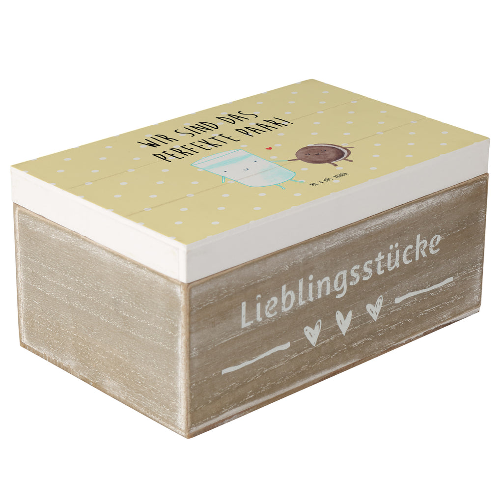Holzkiste Milch & Keks Holzkiste, Kiste, Schatzkiste, Truhe, Schatulle, XXL, Erinnerungsbox, Erinnerungskiste, Dekokiste, Aufbewahrungsbox, Tiermotive, Gute Laune, lustige Sprüche, Tiere, Milk, Cookie, Milch, Keks, Kekse, Kaffee, Einladung Frühstück, Motiv süß, romantisch, perfektes Paar