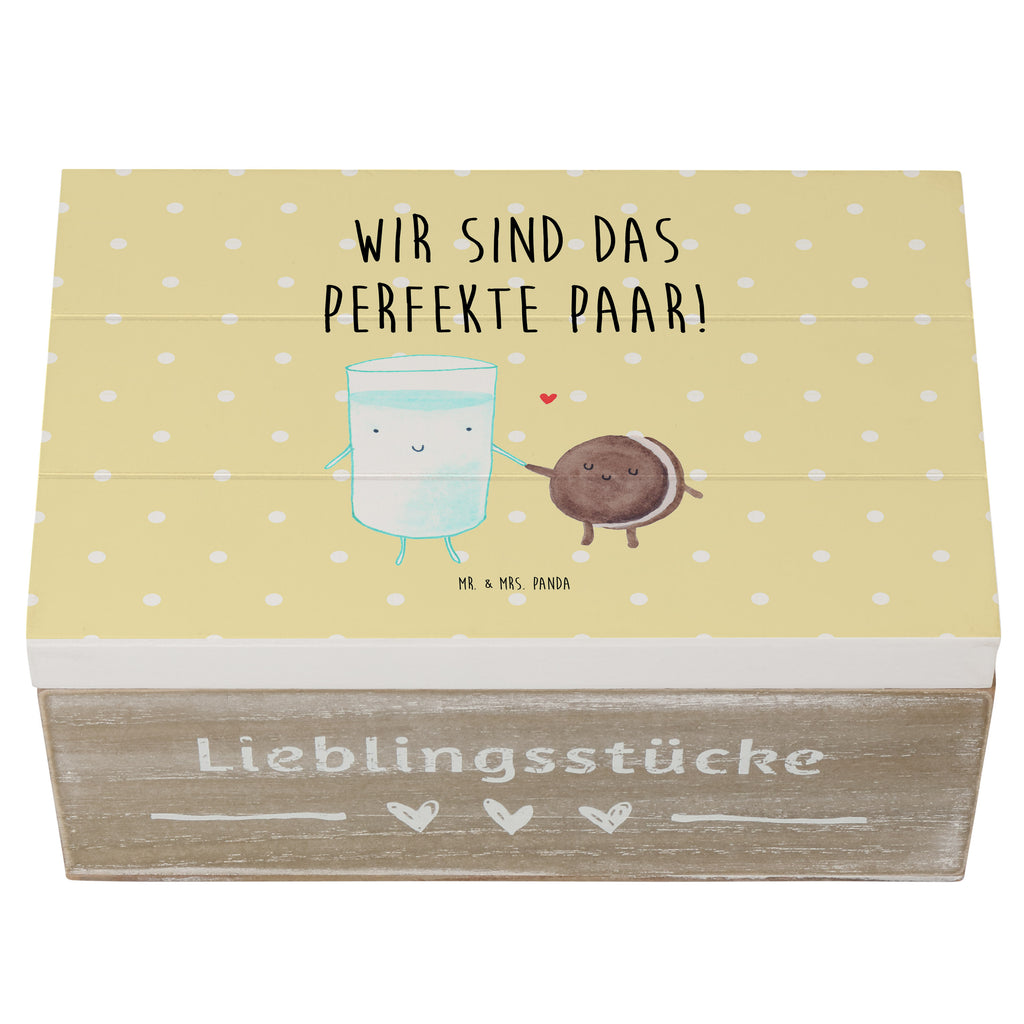 Holzkiste Milch & Keks Holzkiste, Kiste, Schatzkiste, Truhe, Schatulle, XXL, Erinnerungsbox, Erinnerungskiste, Dekokiste, Aufbewahrungsbox, Tiermotive, Gute Laune, lustige Sprüche, Tiere, Milk, Cookie, Milch, Keks, Kekse, Kaffee, Einladung Frühstück, Motiv süß, romantisch, perfektes Paar