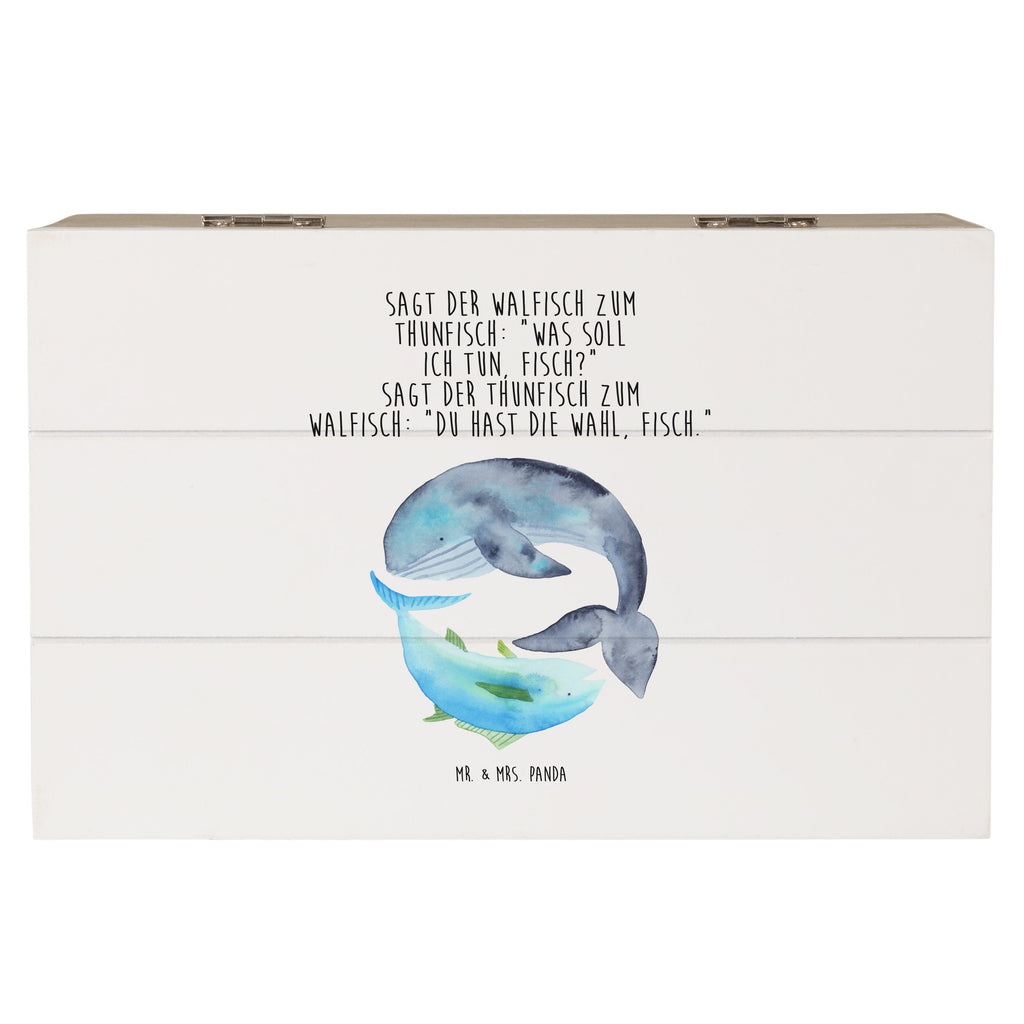Holzkiste Walfisch & Thunfisch Holzkiste, Kiste, Schatzkiste, Truhe, Schatulle, XXL, Erinnerungsbox, Erinnerungskiste, Dekokiste, Aufbewahrungsbox, Tiermotive, Gute Laune, lustige Sprüche, Tiere, Wal, Wahl, Tunfisch, Wortwitz lustig, Spruch lustig, Flachwitz, Witz, Spruch des Tages, Flachwitz Geschenk