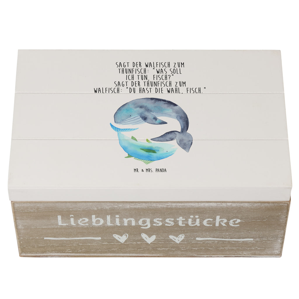 Holzkiste Walfisch & Thunfisch Holzkiste, Kiste, Schatzkiste, Truhe, Schatulle, XXL, Erinnerungsbox, Erinnerungskiste, Dekokiste, Aufbewahrungsbox, Tiermotive, Gute Laune, lustige Sprüche, Tiere, Wal, Wahl, Tunfisch, Wortwitz lustig, Spruch lustig, Flachwitz, Witz, Spruch des Tages, Flachwitz Geschenk