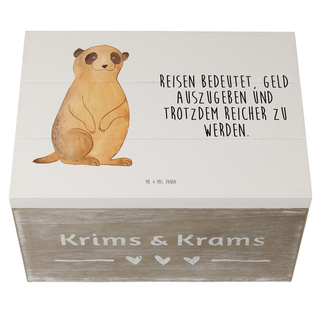 Holzkiste Erdmännchen Holzkiste, Kiste, Schatzkiste, Truhe, Schatulle, XXL, Erinnerungsbox, Erinnerungskiste, Dekokiste, Aufbewahrungsbox, Afrika, Wildtiere, Erdmännchen, Reisen, Spruch, Weltreise, Afrikareise, Roadtrip, Traveling