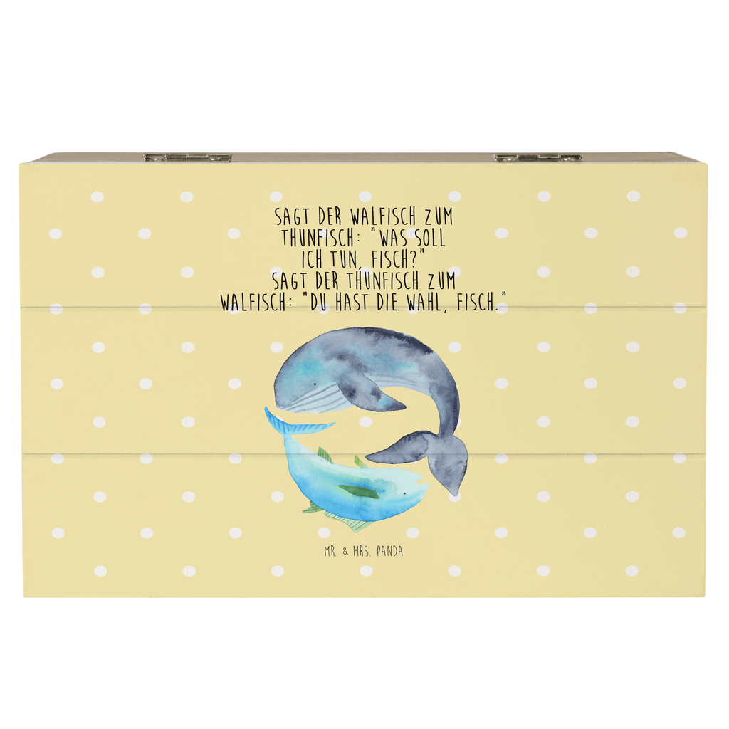 Holzkiste Walfisch & Thunfisch Holzkiste, Kiste, Schatzkiste, Truhe, Schatulle, XXL, Erinnerungsbox, Erinnerungskiste, Dekokiste, Aufbewahrungsbox, Tiermotive, Gute Laune, lustige Sprüche, Tiere, Wal, Wahl, Tunfisch, Wortwitz lustig, Spruch lustig, Flachwitz, Witz, Spruch des Tages, Flachwitz Geschenk