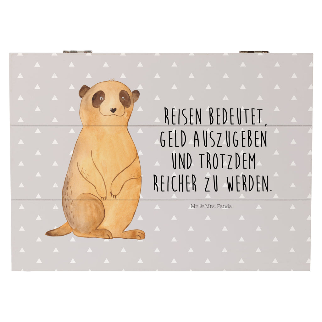 Holzkiste Erdmännchen Holzkiste, Kiste, Schatzkiste, Truhe, Schatulle, XXL, Erinnerungsbox, Erinnerungskiste, Dekokiste, Aufbewahrungsbox, Afrika, Wildtiere, Erdmännchen, Reisen, Spruch, Weltreise, Afrikareise, Roadtrip, Traveling