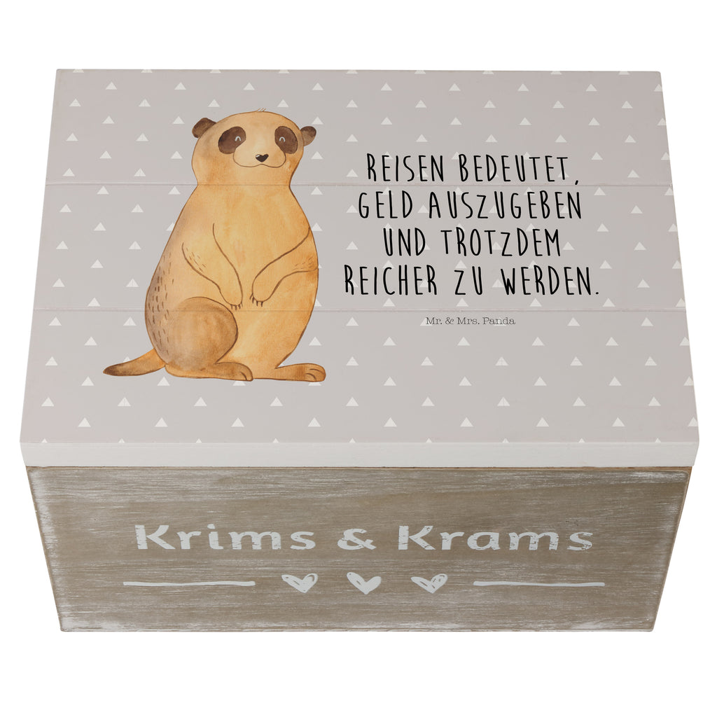 Holzkiste Erdmännchen Holzkiste, Kiste, Schatzkiste, Truhe, Schatulle, XXL, Erinnerungsbox, Erinnerungskiste, Dekokiste, Aufbewahrungsbox, Afrika, Wildtiere, Erdmännchen, Reisen, Spruch, Weltreise, Afrikareise, Roadtrip, Traveling