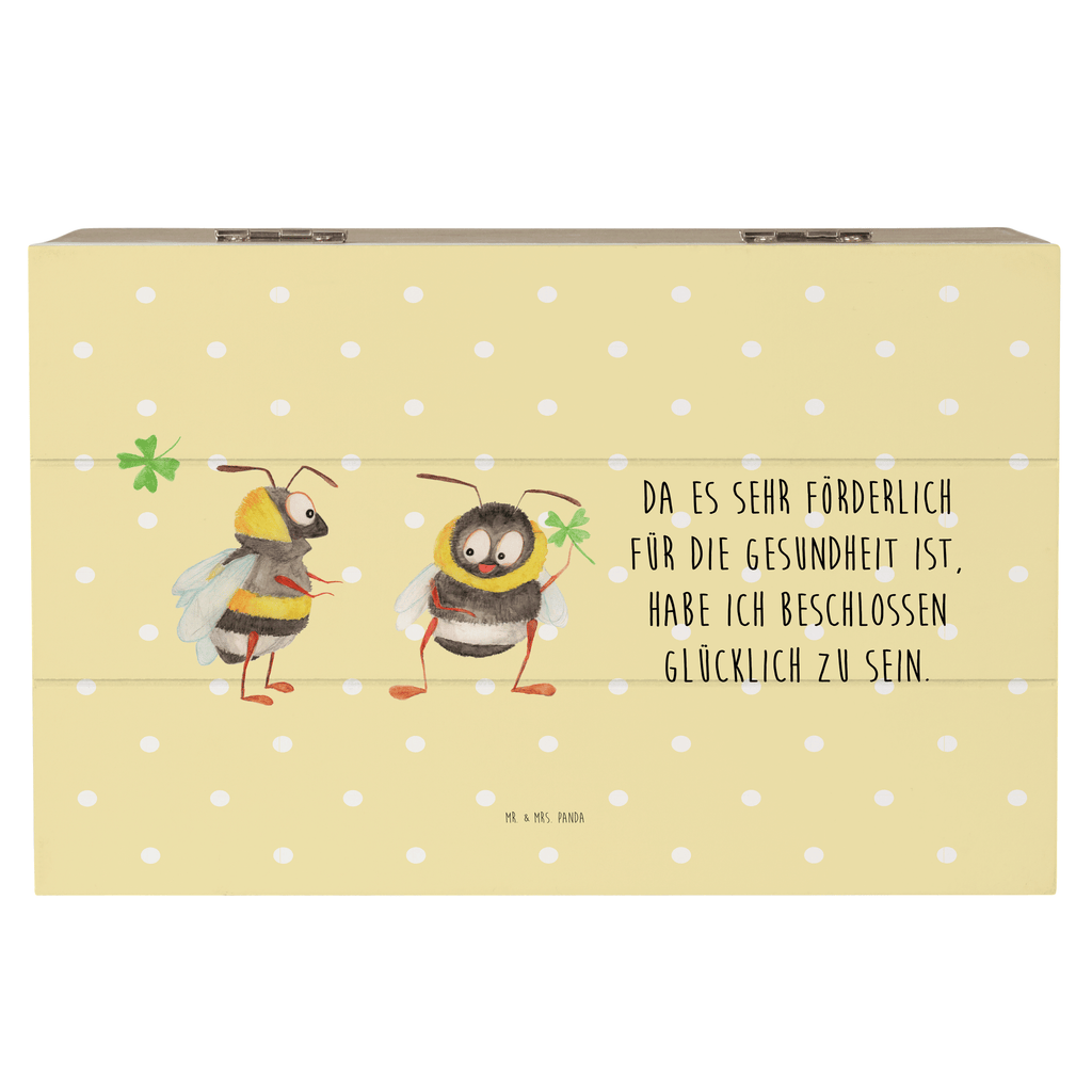 Holzkiste Hummeln mit Kleeblatt Holzkiste, Kiste, Schatzkiste, Truhe, Schatulle, XXL, Erinnerungsbox, Erinnerungskiste, Dekokiste, Aufbewahrungsbox, Tiermotive, Gute Laune, lustige Sprüche, Tiere, Hummel, Biene, Spruch positiv, Biene Deko, Spruch schön, glücklich sein, glücklich werden, Spruch fröhlich
