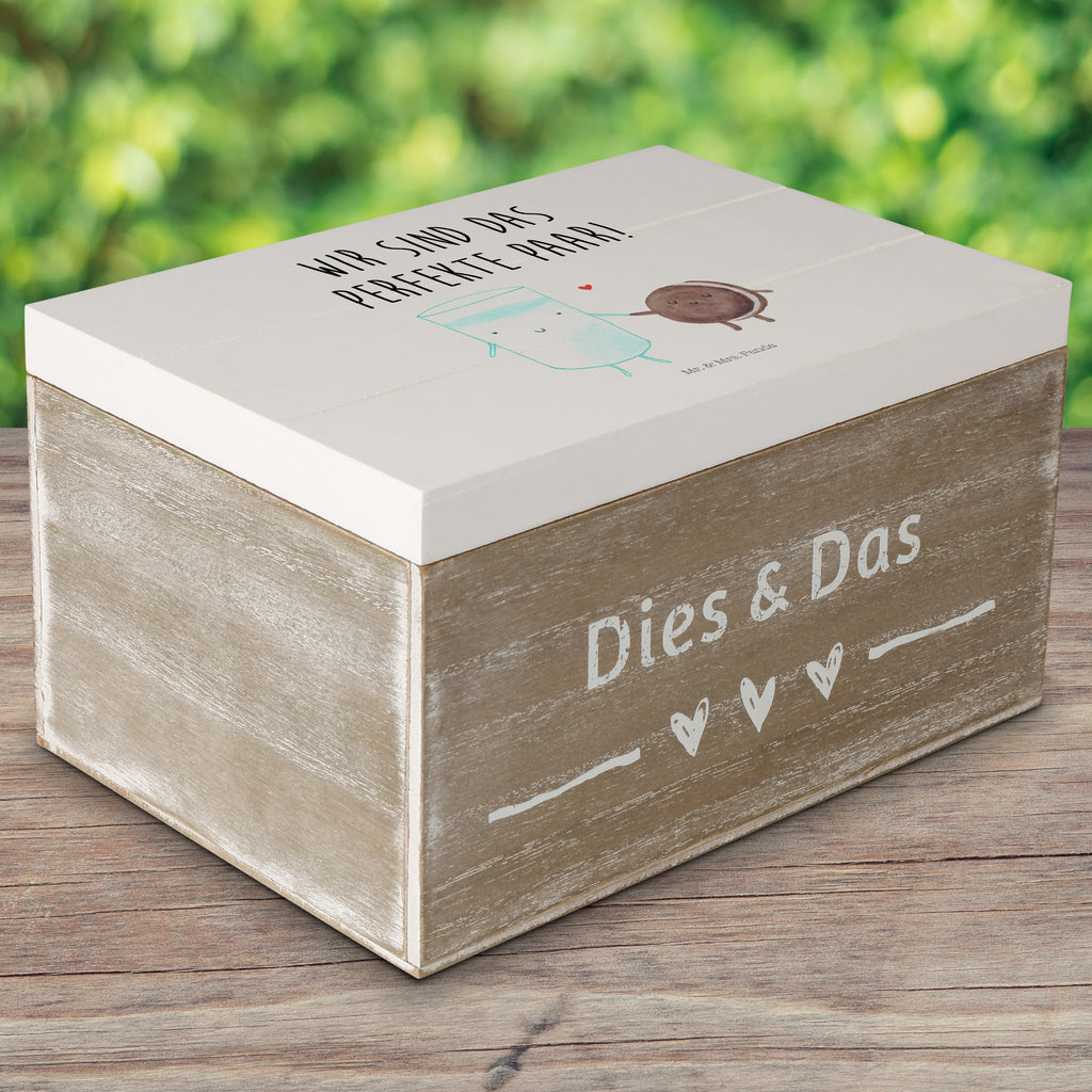 Holzkiste Milch & Keks Holzkiste, Kiste, Schatzkiste, Truhe, Schatulle, XXL, Erinnerungsbox, Erinnerungskiste, Dekokiste, Aufbewahrungsbox, Tiermotive, Gute Laune, lustige Sprüche, Tiere, Milk, Cookie, Milch, Keks, Kekse, Kaffee, Einladung Frühstück, Motiv süß, romantisch, perfektes Paar