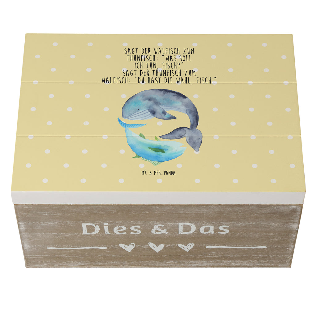Holzkiste Walfisch & Thunfisch Holzkiste, Kiste, Schatzkiste, Truhe, Schatulle, XXL, Erinnerungsbox, Erinnerungskiste, Dekokiste, Aufbewahrungsbox, Tiermotive, Gute Laune, lustige Sprüche, Tiere, Wal, Wahl, Tunfisch, Wortwitz lustig, Spruch lustig, Flachwitz, Witz, Spruch des Tages, Flachwitz Geschenk
