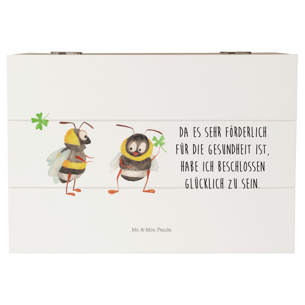 Holzkiste Hummeln mit Kleeblatt Holzkiste, Kiste, Schatzkiste, Truhe, Schatulle, XXL, Erinnerungsbox, Erinnerungskiste, Dekokiste, Aufbewahrungsbox, Tiermotive, Gute Laune, lustige Sprüche, Tiere, Hummel, Biene, Spruch positiv, Biene Deko, Spruch schön, glücklich sein, glücklich werden, Spruch fröhlich