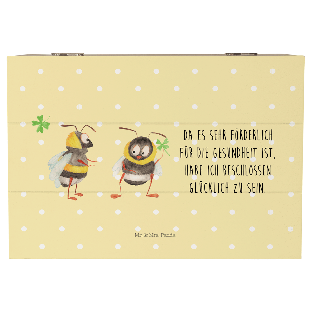 Holzkiste Hummeln mit Kleeblatt Holzkiste, Kiste, Schatzkiste, Truhe, Schatulle, XXL, Erinnerungsbox, Erinnerungskiste, Dekokiste, Aufbewahrungsbox, Tiermotive, Gute Laune, lustige Sprüche, Tiere, Hummel, Biene, Spruch positiv, Biene Deko, Spruch schön, glücklich sein, glücklich werden, Spruch fröhlich