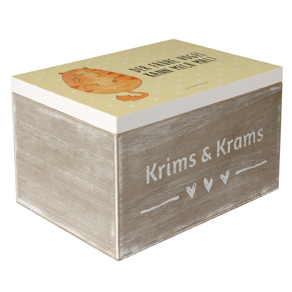 Holzkiste Katze Frühaufsteher Holzkiste, Kiste, Schatzkiste, Truhe, Schatulle, XXL, Erinnerungsbox, Erinnerungskiste, Dekokiste, Aufbewahrungsbox, Katze, Katzenmotiv, Katzenfan, Katzendeko, Katzenfreund, Katzenliebhaber, Katzenprodukte, Katzenartikel, Katzenaccessoires, Katzensouvenirs, Katzenliebhaberprodukte, Katzenmotive, Der frühe Vogel kann mich mal, Morgenmuffel, Frühaufsteher, Kaffee, Katzen, Kater, Mietze