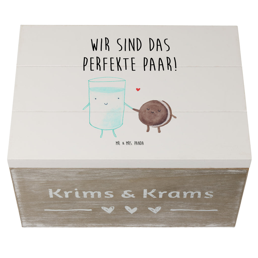 Holzkiste Milch & Keks Holzkiste, Kiste, Schatzkiste, Truhe, Schatulle, XXL, Erinnerungsbox, Erinnerungskiste, Dekokiste, Aufbewahrungsbox, Tiermotive, Gute Laune, lustige Sprüche, Tiere, Milk, Cookie, Milch, Keks, Kekse, Kaffee, Einladung Frühstück, Motiv süß, romantisch, perfektes Paar
