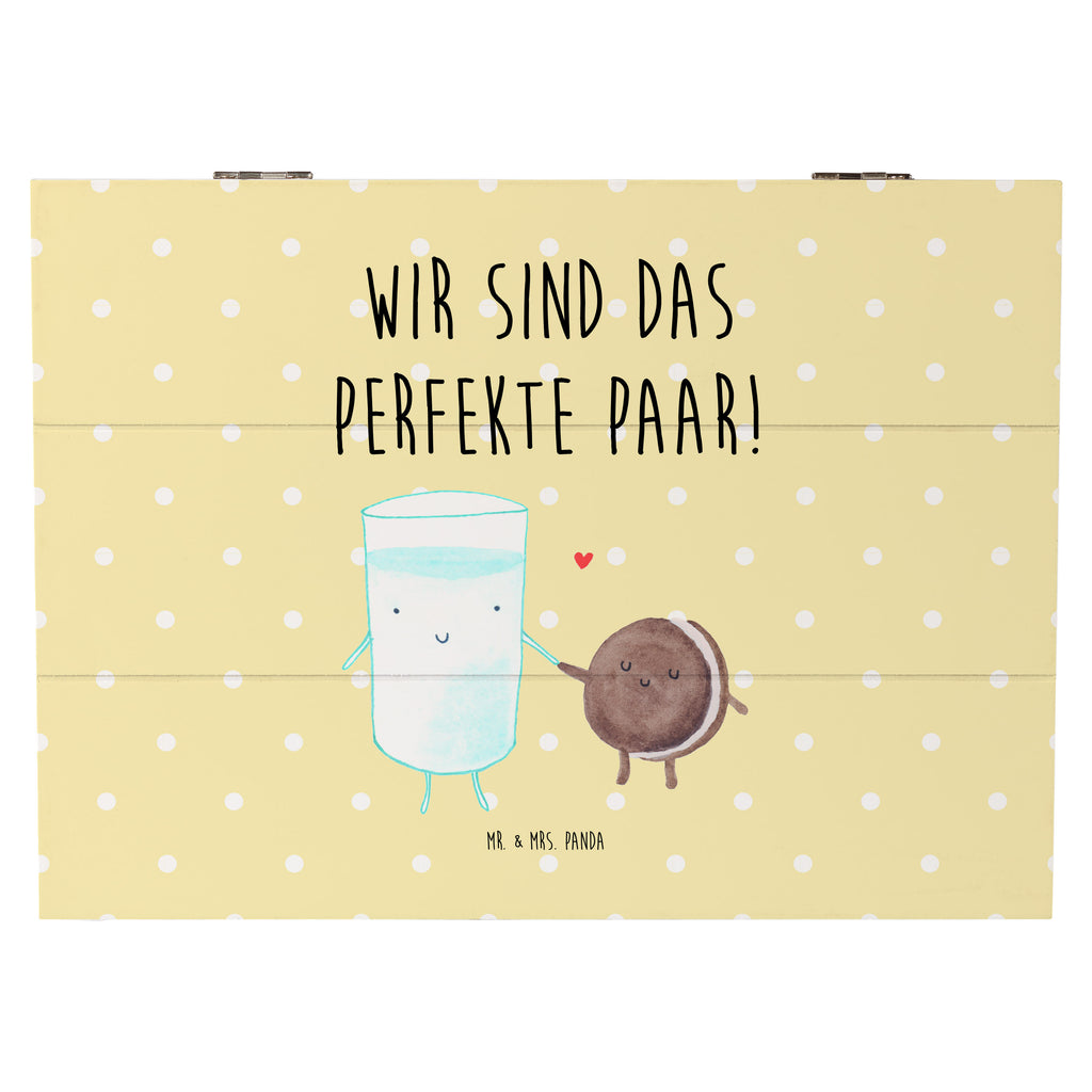 Holzkiste Milch & Keks Holzkiste, Kiste, Schatzkiste, Truhe, Schatulle, XXL, Erinnerungsbox, Erinnerungskiste, Dekokiste, Aufbewahrungsbox, Tiermotive, Gute Laune, lustige Sprüche, Tiere, Milk, Cookie, Milch, Keks, Kekse, Kaffee, Einladung Frühstück, Motiv süß, romantisch, perfektes Paar
