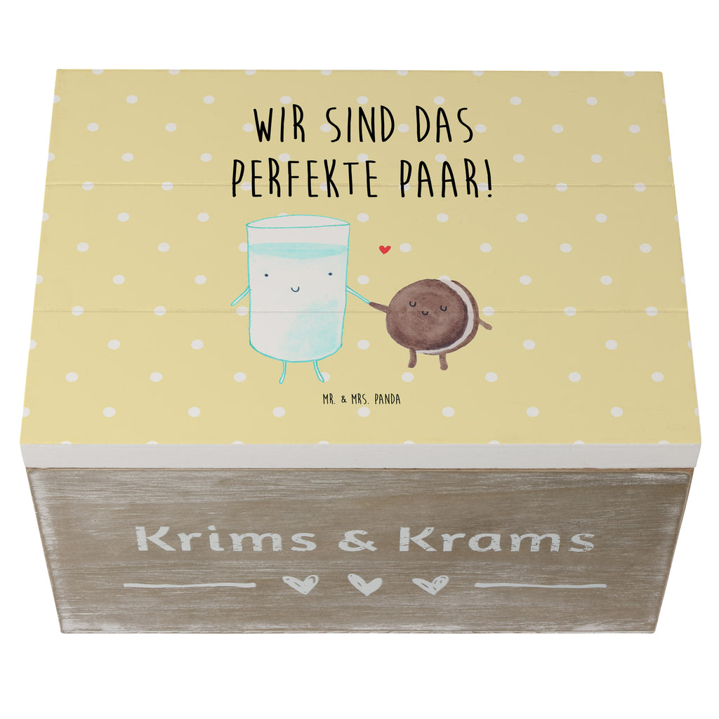 Holzkiste Milch & Keks Holzkiste, Kiste, Schatzkiste, Truhe, Schatulle, XXL, Erinnerungsbox, Erinnerungskiste, Dekokiste, Aufbewahrungsbox, Tiermotive, Gute Laune, lustige Sprüche, Tiere, Milk, Cookie, Milch, Keks, Kekse, Kaffee, Einladung Frühstück, Motiv süß, romantisch, perfektes Paar