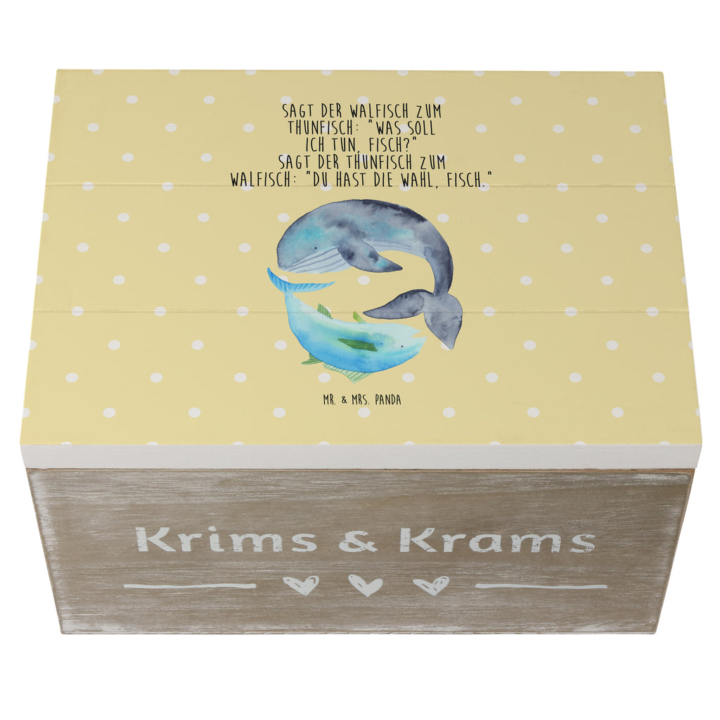 Holzkiste Walfisch & Thunfisch Holzkiste, Kiste, Schatzkiste, Truhe, Schatulle, XXL, Erinnerungsbox, Erinnerungskiste, Dekokiste, Aufbewahrungsbox, Tiermotive, Gute Laune, lustige Sprüche, Tiere, Wal, Wahl, Tunfisch, Wortwitz lustig, Spruch lustig, Flachwitz, Witz, Spruch des Tages, Flachwitz Geschenk