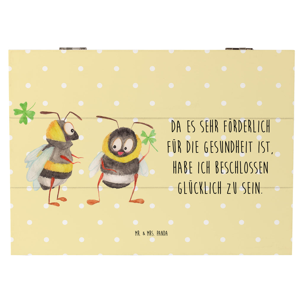 Holzkiste Hummeln mit Kleeblatt Holzkiste, Kiste, Schatzkiste, Truhe, Schatulle, XXL, Erinnerungsbox, Erinnerungskiste, Dekokiste, Aufbewahrungsbox, Tiermotive, Gute Laune, lustige Sprüche, Tiere, Hummel, Biene, Spruch positiv, Biene Deko, Spruch schön, glücklich sein, glücklich werden, Spruch fröhlich