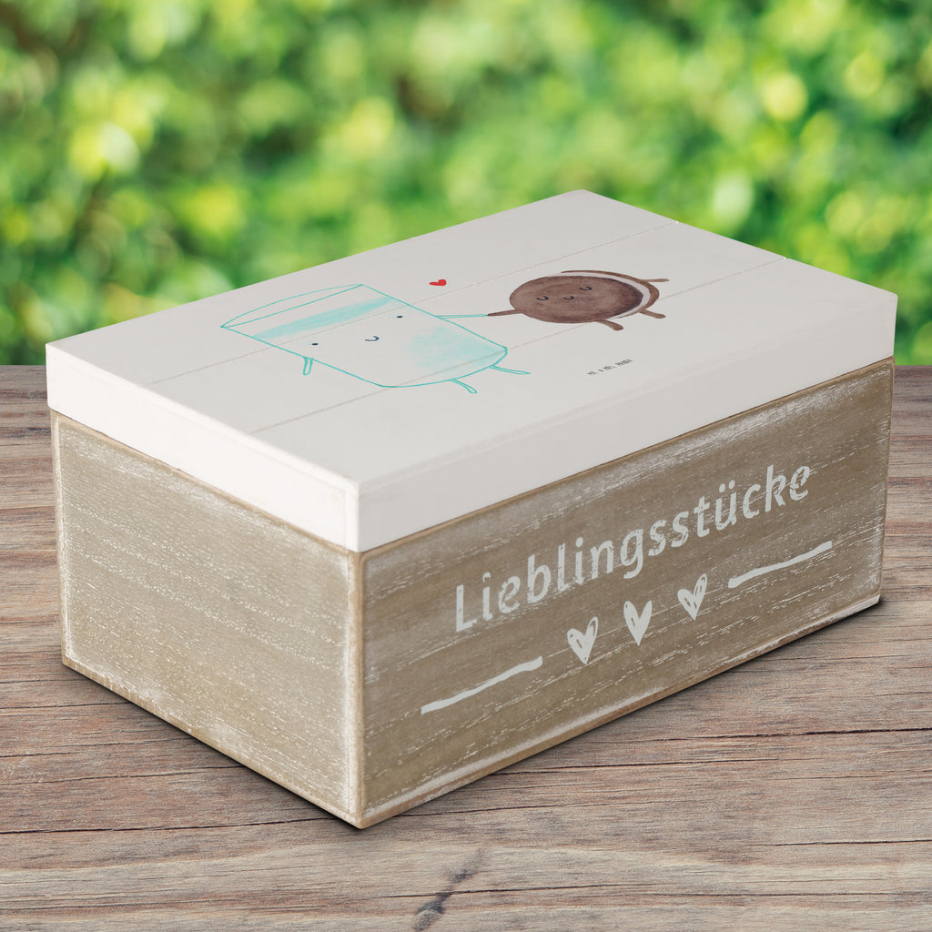 Holzkiste Milch & Keks Holzkiste, Kiste, Schatzkiste, Truhe, Schatulle, XXL, Erinnerungsbox, Erinnerungskiste, Dekokiste, Aufbewahrungsbox, Tiermotive, Gute Laune, lustige Sprüche, Tiere, Milk, Cookie, Milch, Keks, Kekse, Kaffee, Einladung Frühstück, Motiv süß, romantisch, perfektes Paar