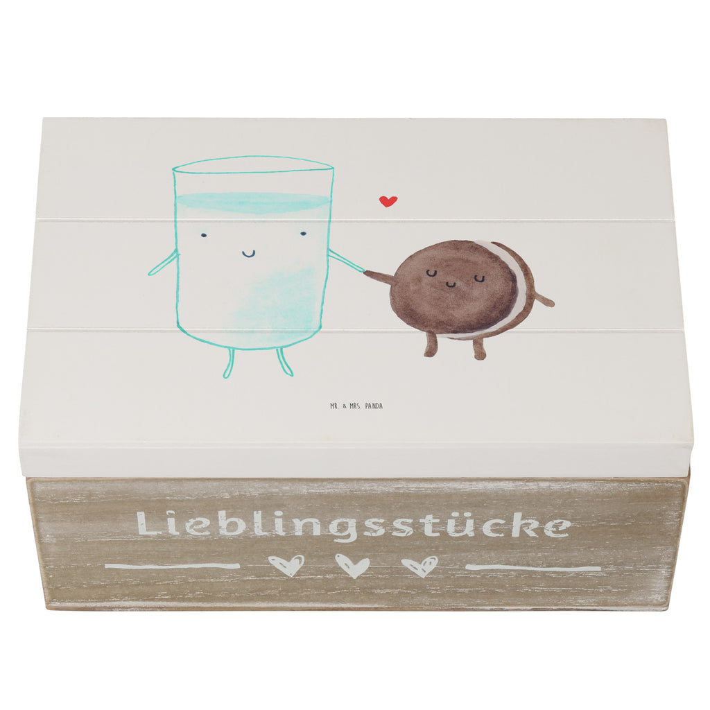 Holzkiste Milch & Keks Holzkiste, Kiste, Schatzkiste, Truhe, Schatulle, XXL, Erinnerungsbox, Erinnerungskiste, Dekokiste, Aufbewahrungsbox, Tiermotive, Gute Laune, lustige Sprüche, Tiere, Milk, Cookie, Milch, Keks, Kekse, Kaffee, Einladung Frühstück, Motiv süß, romantisch, perfektes Paar