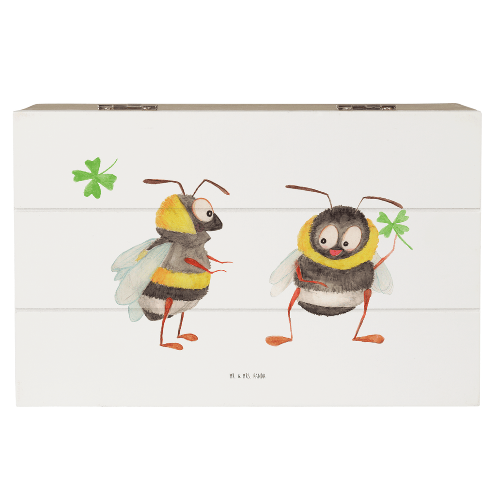 Holzkiste Hummeln mit Kleeblatt Holzkiste, Kiste, Schatzkiste, Truhe, Schatulle, XXL, Erinnerungsbox, Erinnerungskiste, Dekokiste, Aufbewahrungsbox, Tiermotive, Gute Laune, lustige Sprüche, Tiere, Hummel, Biene, Spruch positiv, Biene Deko, Spruch schön, glücklich sein, glücklich werden, Spruch fröhlich