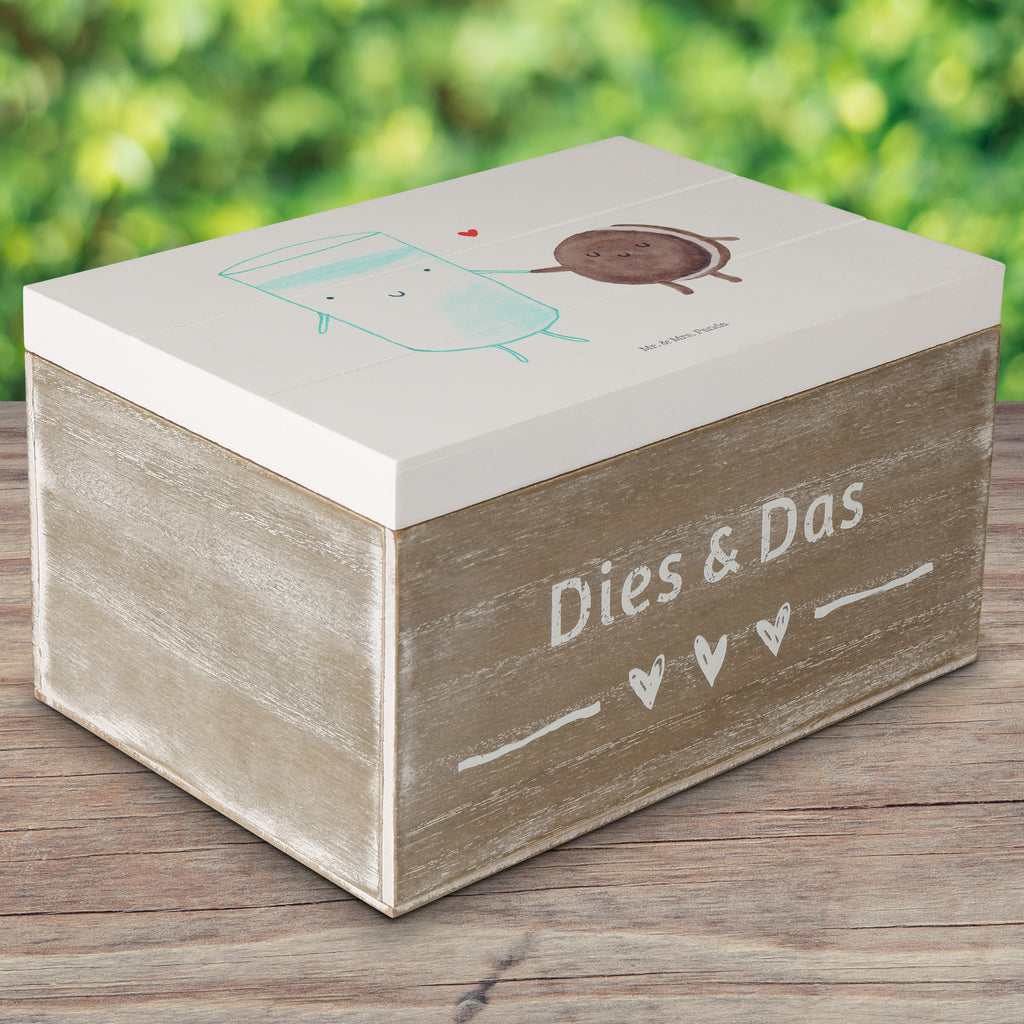 Holzkiste Milch & Keks Holzkiste, Kiste, Schatzkiste, Truhe, Schatulle, XXL, Erinnerungsbox, Erinnerungskiste, Dekokiste, Aufbewahrungsbox, Tiermotive, Gute Laune, lustige Sprüche, Tiere, Milk, Cookie, Milch, Keks, Kekse, Kaffee, Einladung Frühstück, Motiv süß, romantisch, perfektes Paar