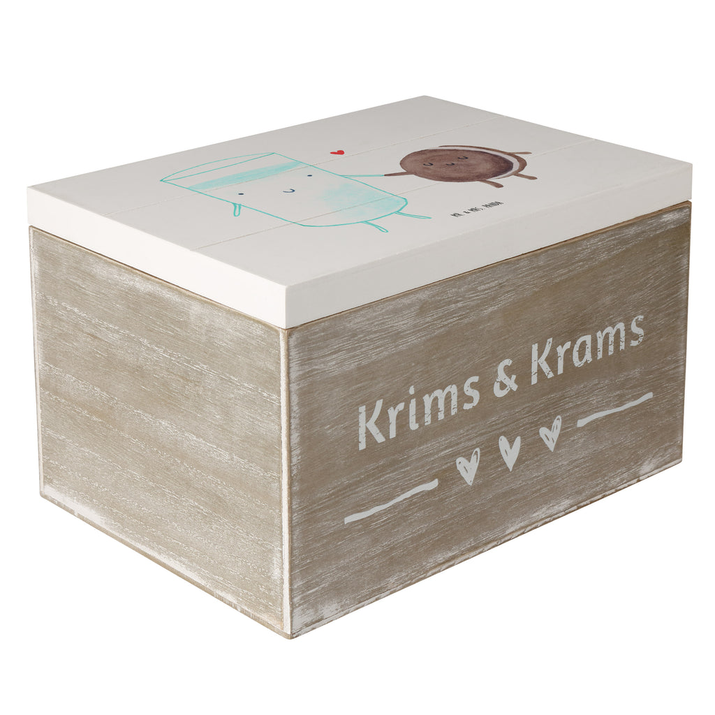 Holzkiste Milch & Keks Holzkiste, Kiste, Schatzkiste, Truhe, Schatulle, XXL, Erinnerungsbox, Erinnerungskiste, Dekokiste, Aufbewahrungsbox, Tiermotive, Gute Laune, lustige Sprüche, Tiere, Milk, Cookie, Milch, Keks, Kekse, Kaffee, Einladung Frühstück, Motiv süß, romantisch, perfektes Paar