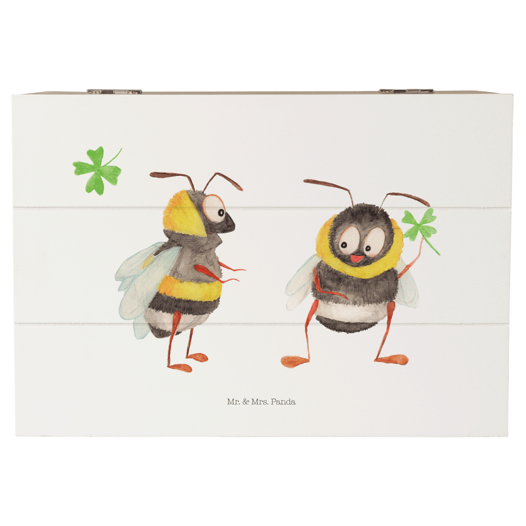 Holzkiste Hummeln mit Kleeblatt Holzkiste, Kiste, Schatzkiste, Truhe, Schatulle, XXL, Erinnerungsbox, Erinnerungskiste, Dekokiste, Aufbewahrungsbox, Tiermotive, Gute Laune, lustige Sprüche, Tiere, Hummel, Biene, Spruch positiv, Biene Deko, Spruch schön, glücklich sein, glücklich werden, Spruch fröhlich