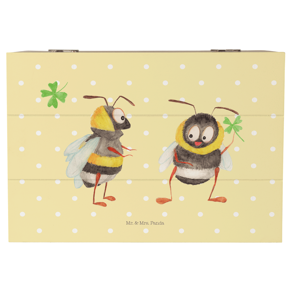 Holzkiste Hummeln mit Kleeblatt Holzkiste, Kiste, Schatzkiste, Truhe, Schatulle, XXL, Erinnerungsbox, Erinnerungskiste, Dekokiste, Aufbewahrungsbox, Tiermotive, Gute Laune, lustige Sprüche, Tiere, Hummel, Biene, Spruch positiv, Biene Deko, Spruch schön, glücklich sein, glücklich werden, Spruch fröhlich