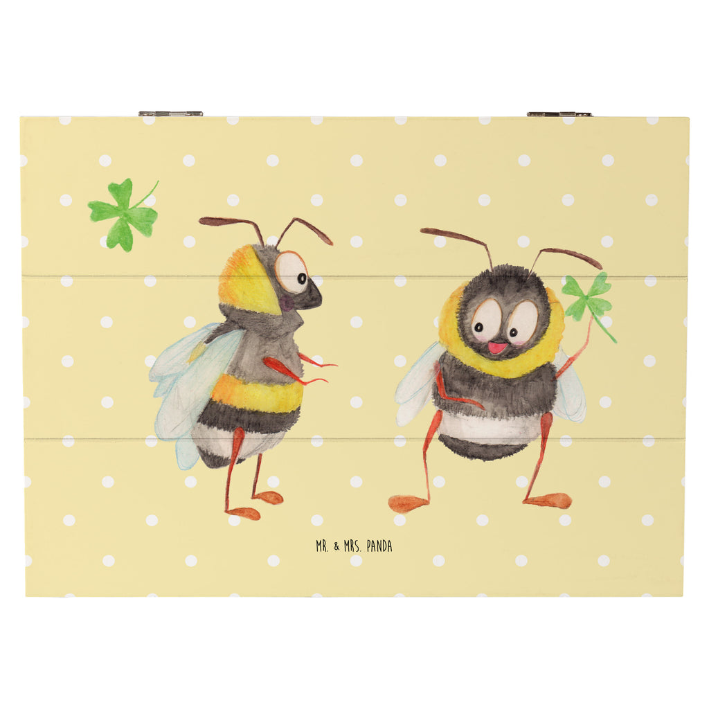 Holzkiste Hummeln mit Kleeblatt Holzkiste, Kiste, Schatzkiste, Truhe, Schatulle, XXL, Erinnerungsbox, Erinnerungskiste, Dekokiste, Aufbewahrungsbox, Tiermotive, Gute Laune, lustige Sprüche, Tiere, Hummel, Biene, Spruch positiv, Biene Deko, Spruch schön, glücklich sein, glücklich werden, Spruch fröhlich