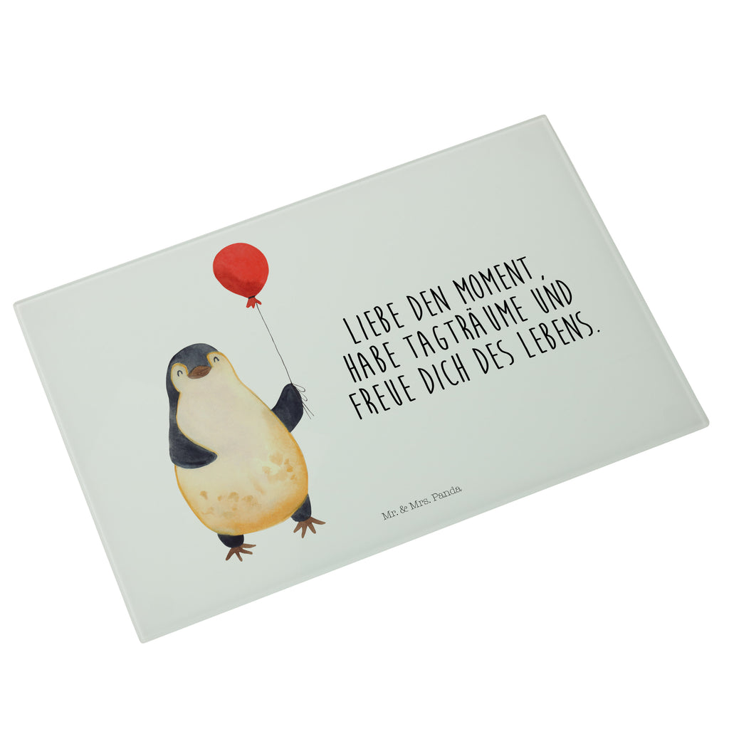 XL Glas Schneidbrett Pinguin Luftballon Glasschneidebrett, Schneidebrett, Frühstücksbrett, Küche, Pinguin, Pinguine, Luftballon, Tagträume, Lebenslust, Geschenk Freundin, Geschenkidee, beste Freundin, Motivation, Neustart, neues Leben, Liebe, Glück