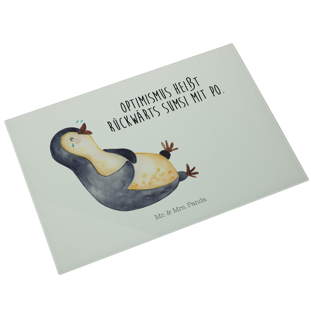 XL Glas Schneidbrett Pinguin lachend Glasschneidebrett, Schneidebrett, Frühstücksbrett, Küche, Pinguin, Pinguine, lustiger Spruch, Optimismus, Fröhlich, Lachen, Humor, Fröhlichkeit