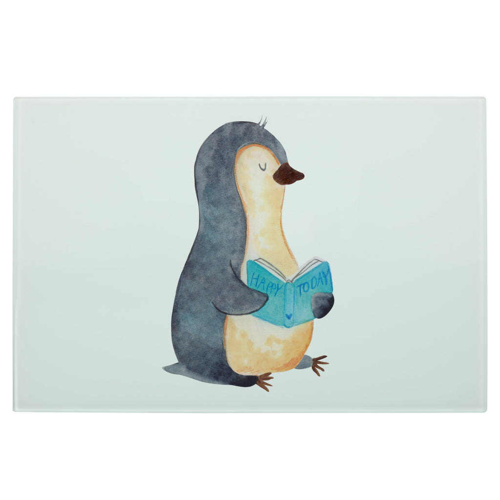 Medium Glas Schneidbrett Pinguin Buch Glasschneidebrett, Schneidebrett, Pinguin, Pinguine, Buch, Lesen, Bücherwurm, Nichtstun, Faulenzen, Ferien, Urlaub, Freizeit