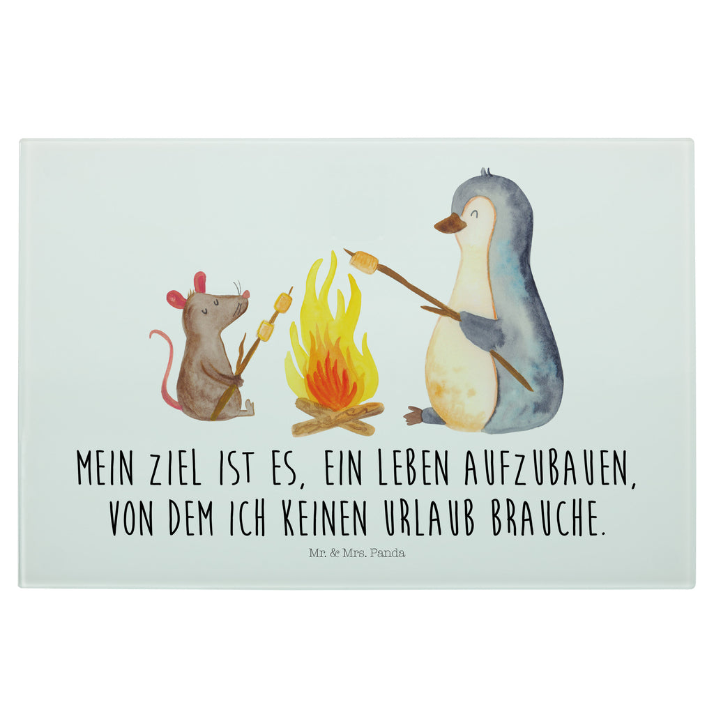 Medium Glas Schneidbrett Pinguin Lagerfeuer Glasschneidebrett, Schneidebrett, Pinguin, Maus, Pinguine, Lagerfeuer, Leben, Arbeit, Job, Motivation, Büro, Büroalltag, Lebensspruch, Lebensmotivation, Neustart, Liebe, grillen, Feuer, Marshmallows