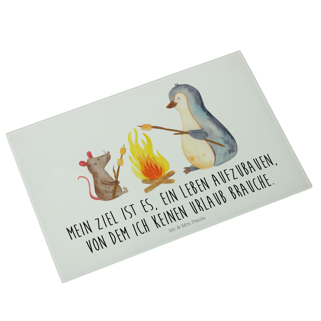 Medium Glas Schneidbrett Pinguin Lagerfeuer Glasschneidebrett, Schneidebrett, Pinguin, Maus, Pinguine, Lagerfeuer, Leben, Arbeit, Job, Motivation, Büro, Büroalltag, Lebensspruch, Lebensmotivation, Neustart, Liebe, grillen, Feuer, Marshmallows