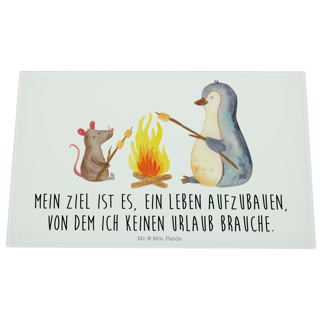 Medium Glas Schneidbrett Pinguin Lagerfeuer Glasschneidebrett, Schneidebrett, Pinguin, Maus, Pinguine, Lagerfeuer, Leben, Arbeit, Job, Motivation, Büro, Büroalltag, Lebensspruch, Lebensmotivation, Neustart, Liebe, grillen, Feuer, Marshmallows
