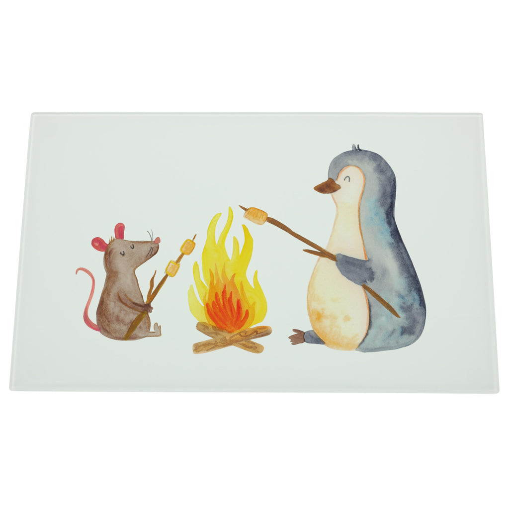 Medium Glas Schneidbrett Pinguin Lagerfeuer Glasschneidebrett, Schneidebrett, Pinguin, Maus, Pinguine, Lagerfeuer, Leben, Arbeit, Job, Motivation, Büro, Büroalltag, Lebensspruch, Lebensmotivation, Neustart, Liebe, grillen, Feuer, Marshmallows