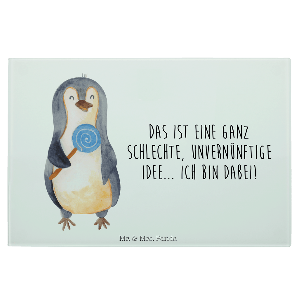XL Glas Schneidbrett Pinguin Lolli Glasschneidebrett, Schneidebrett, Frühstücksbrett, Küche, Pinguin, Pinguine, Lolli, Süßigkeiten, Blödsinn, Spruch, Rebell, Gauner, Ganove, Rabauke