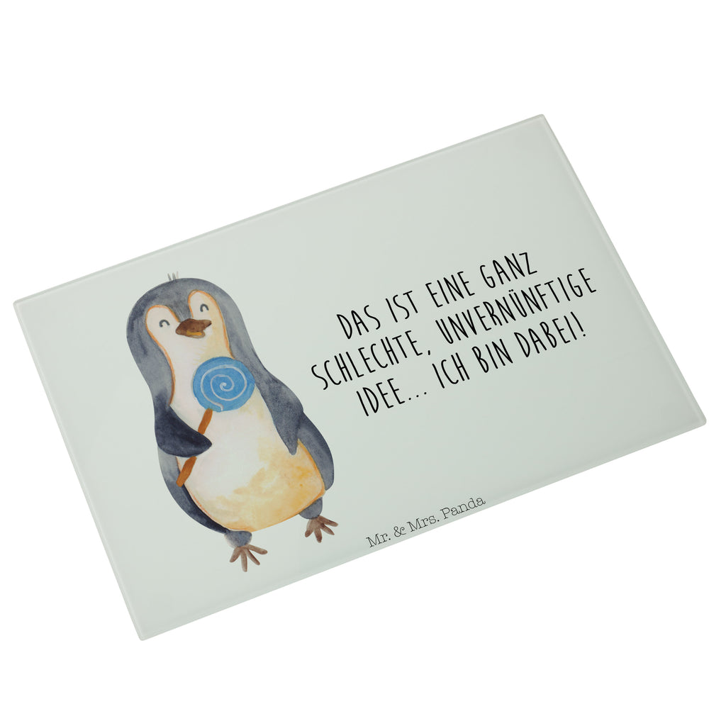 XL Glas Schneidbrett Pinguin Lolli Glasschneidebrett, Schneidebrett, Frühstücksbrett, Küche, Pinguin, Pinguine, Lolli, Süßigkeiten, Blödsinn, Spruch, Rebell, Gauner, Ganove, Rabauke
