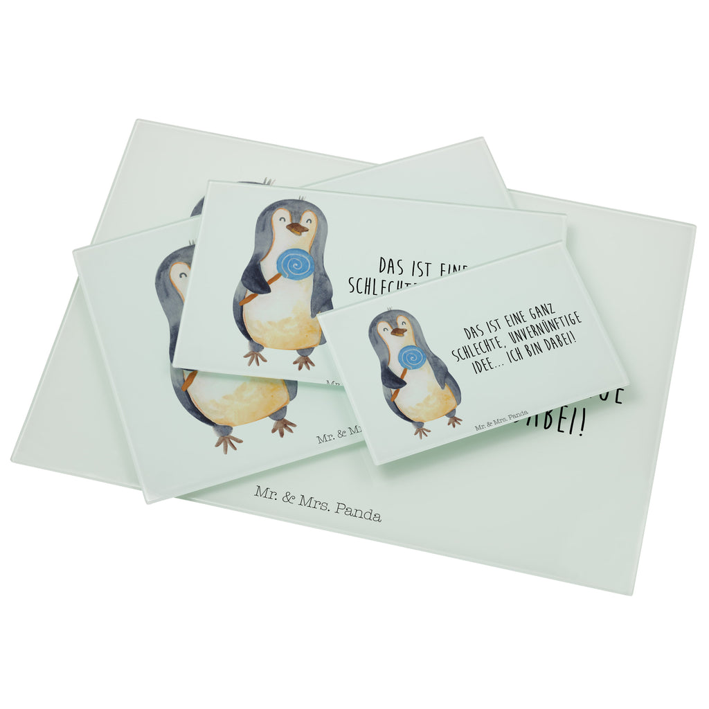 XL Glas Schneidbrett Pinguin Lolli Glasschneidebrett, Schneidebrett, Frühstücksbrett, Küche, Pinguin, Pinguine, Lolli, Süßigkeiten, Blödsinn, Spruch, Rebell, Gauner, Ganove, Rabauke