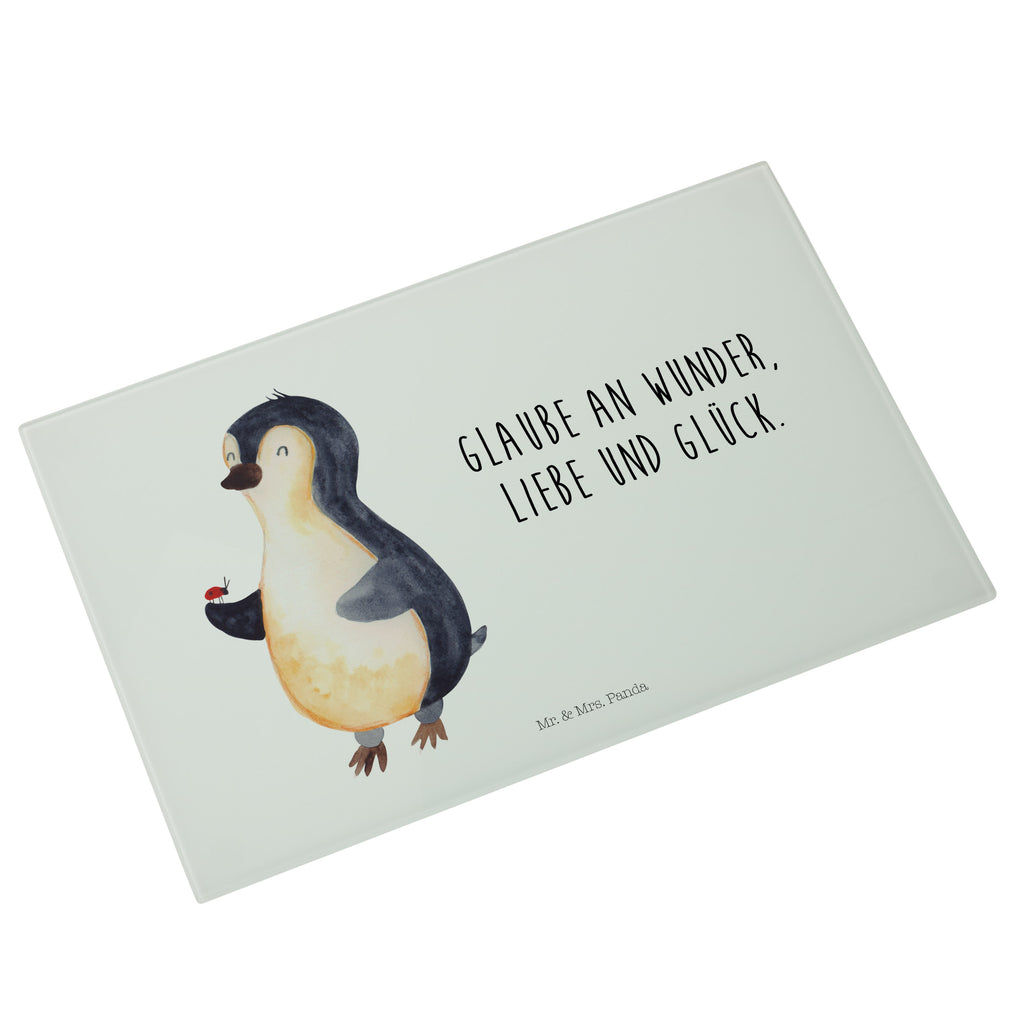 Medium Glas Schneidbrett Pinguin Marienkäfer Glasschneidebrett, Schneidebrett, Pinguin, Pinguine, Marienkäfer, Liebe, Wunder, Glück, Freude, Lebensfreude