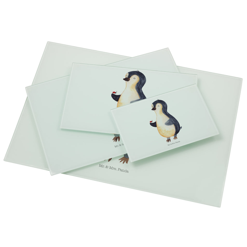 Medium Glas Schneidbrett Pinguin Marienkäfer Glasschneidebrett, Schneidebrett, Pinguin, Pinguine, Marienkäfer, Liebe, Wunder, Glück, Freude, Lebensfreude