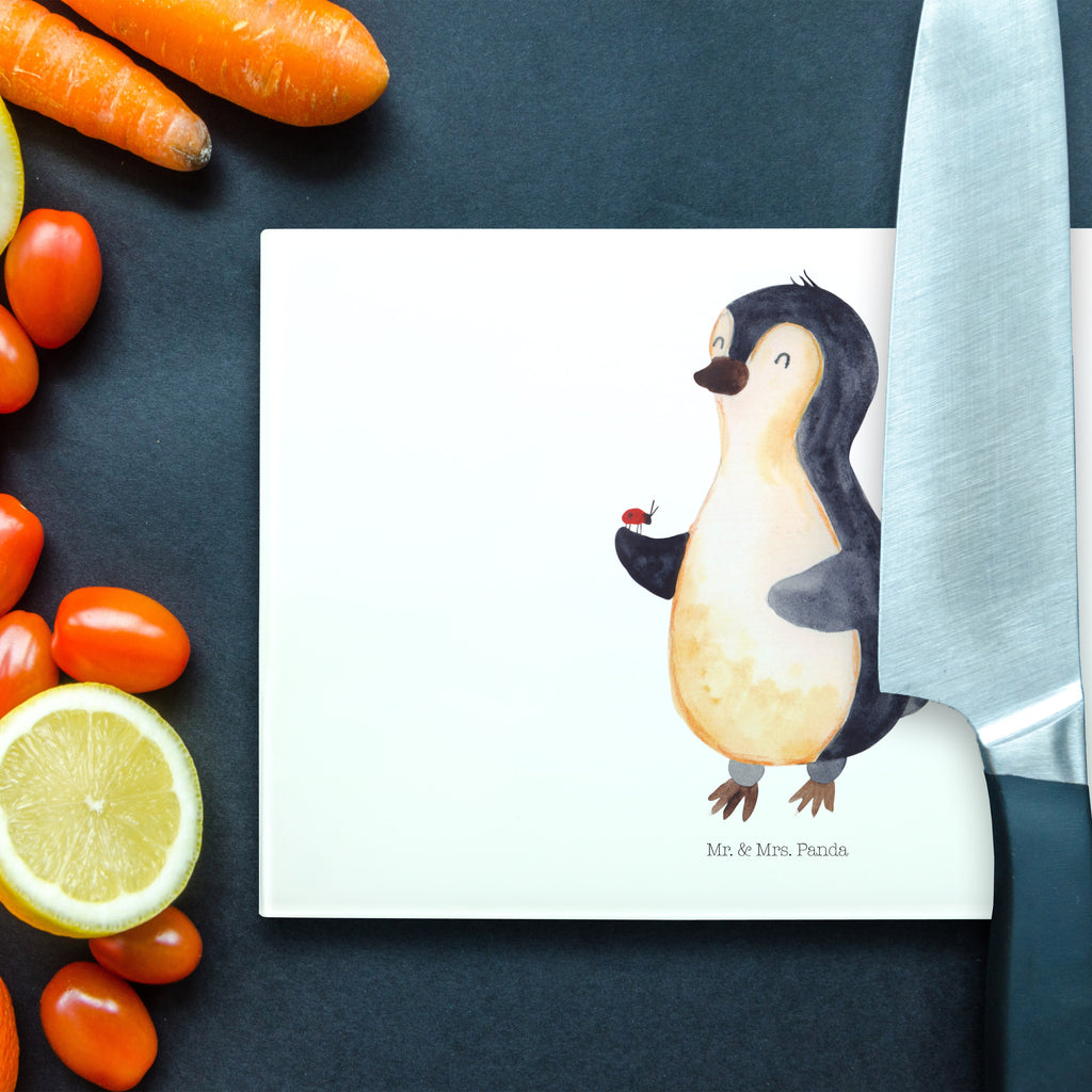 Medium Glas Schneidbrett Pinguin Marienkäfer Glasschneidebrett, Schneidebrett, Pinguin, Pinguine, Marienkäfer, Liebe, Wunder, Glück, Freude, Lebensfreude